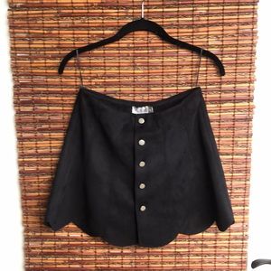 Black button up suede skirt